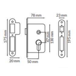 CERRADURA 47 MM ENTRE EJES